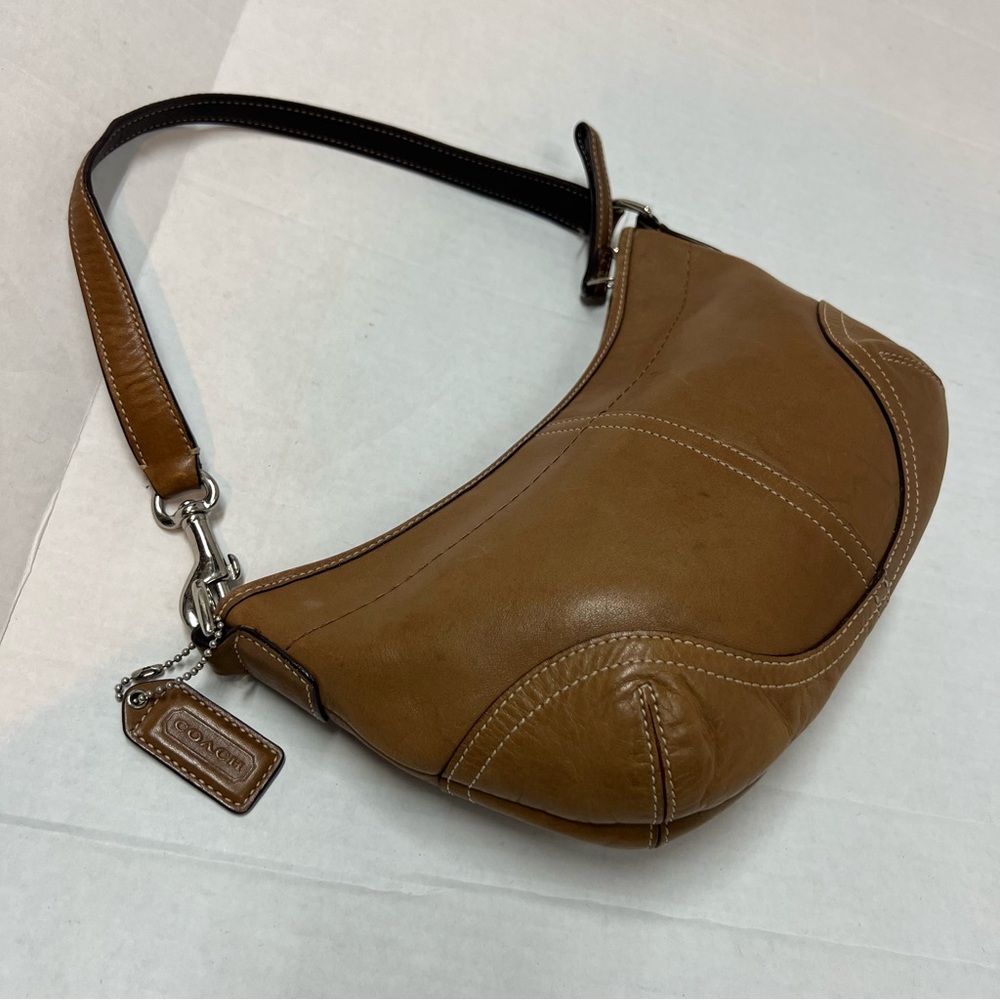 COACH Soho Mini Hobo Camel Tan Leather Crescent Y2K Shoulder Bag 4283 - Picture 4 of 10
